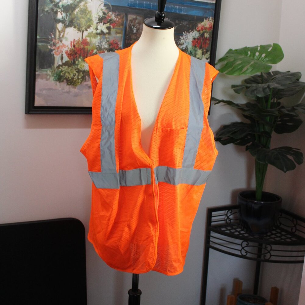 Orange Safety Vest with Reflective Strip - Size Large
